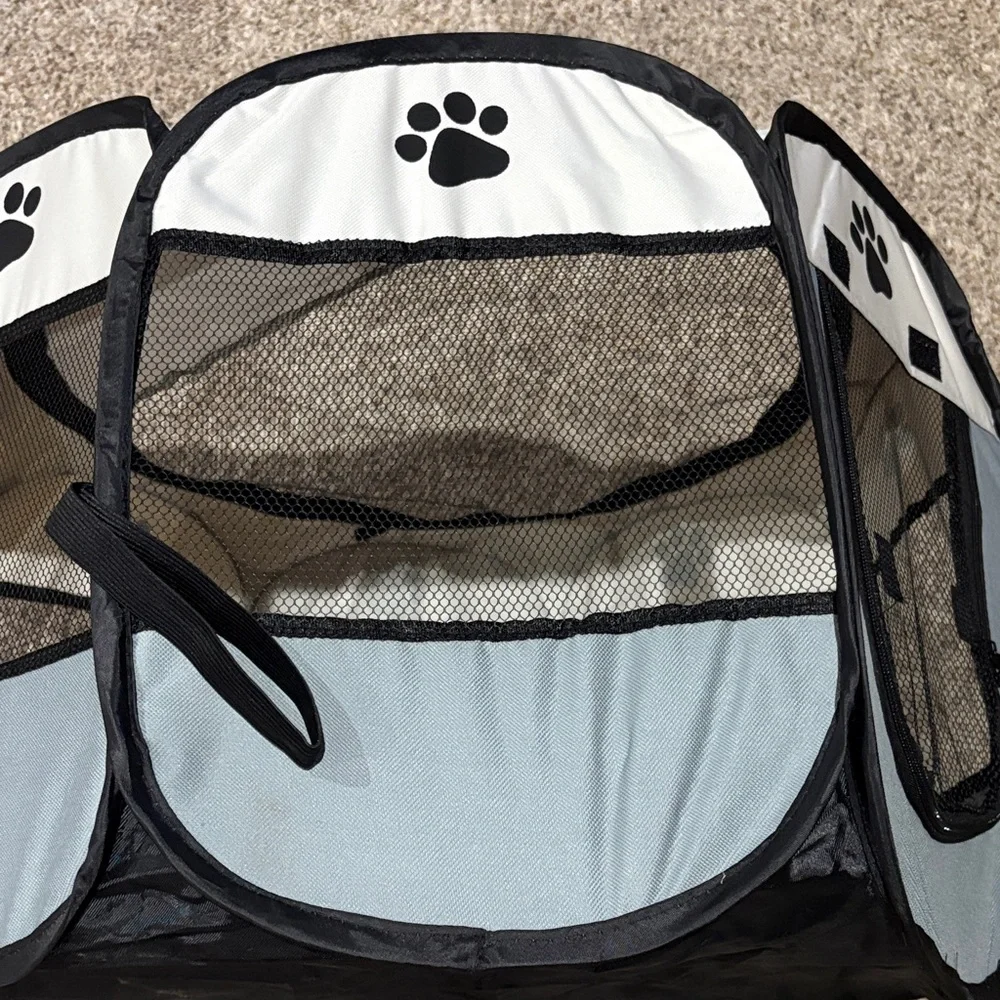 Small Pet Playpen with Paw Print Design